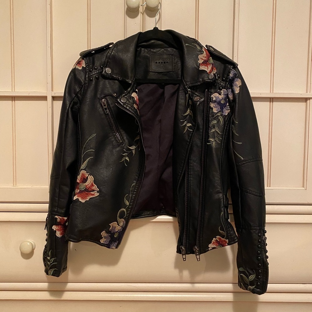 NWT Blank NYC floral leather jacket